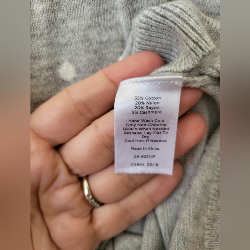 TALBOTS Gray Polka Dot Cotton And Cashmere Blend Sleeveless Top - Picture 4 of 6